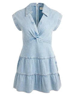 Alice and Olivia MINI*MILA DENIM MINI DRESS BRIGHT RUBY