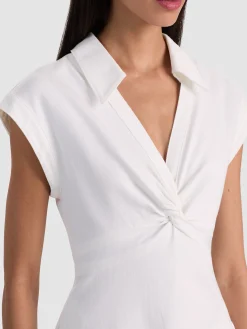 Alice and Olivia MINI*MILA DENIM MINI DRESS WHITE