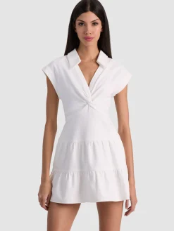 Alice and Olivia MINI*MILA DENIM MINI DRESS WHITE