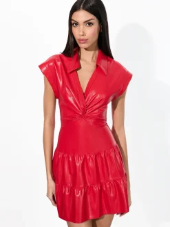 Alice and Olivia MINI*MILA VEGAN MINI DRESS BRIGHT RUBY