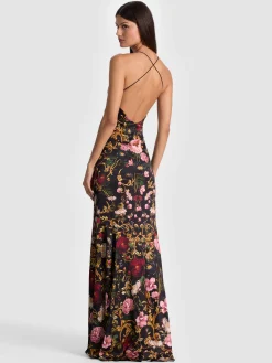 Alice and Olivia MAXI*MILTA MERMAID SLIP DRESS BLACK