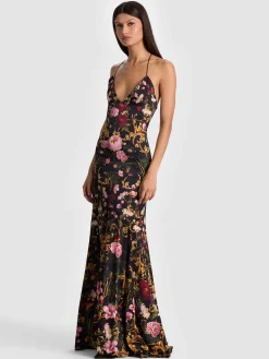 Alice and Olivia MAXI*MILTA MERMAID SLIP DRESS BLACK