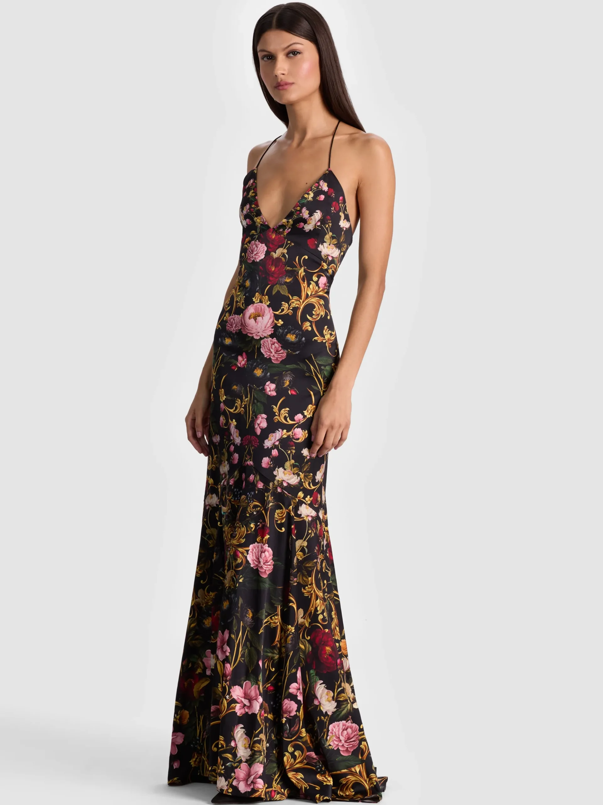 Alice and Olivia MAXI*MILTA MERMAID SLIP DRESS BLACK