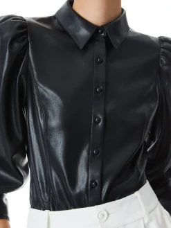 Alice and Olivia NATIONAL BOSS DAY*NADINE VEGAN TOP BLACK