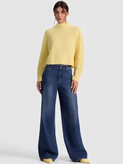 Alice and Olivia PULLOVERS*NANCE CASHMERE TURTLENECK PRALINE/ECRU