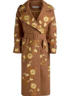 Alice and Olivia COATS*NEVADA EMBROIDERED TRENCH COAT