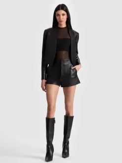 Alice and Olivia LEATHER + SUEDE*NEW HARVEY LEATHER JACKET OFF WHITE