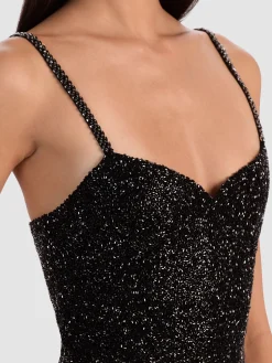 Alice and Olivia TANKS*NINA EMBELLISHED BUSTIER TOP MIDNIGHT BLUE