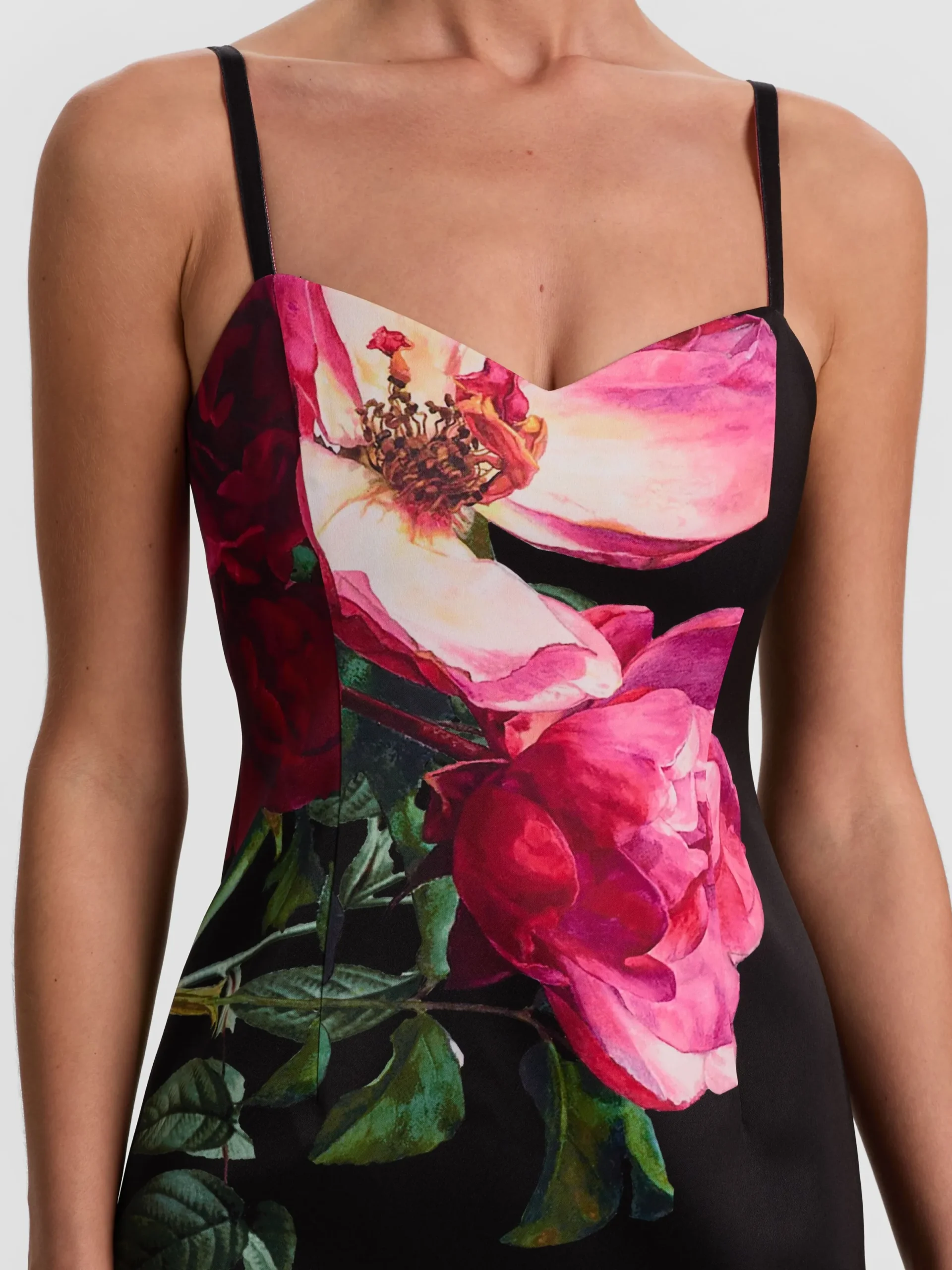 Alice and Olivia MIDI*NINA MIDI DRESS EMPRESS BLOOM BLACK