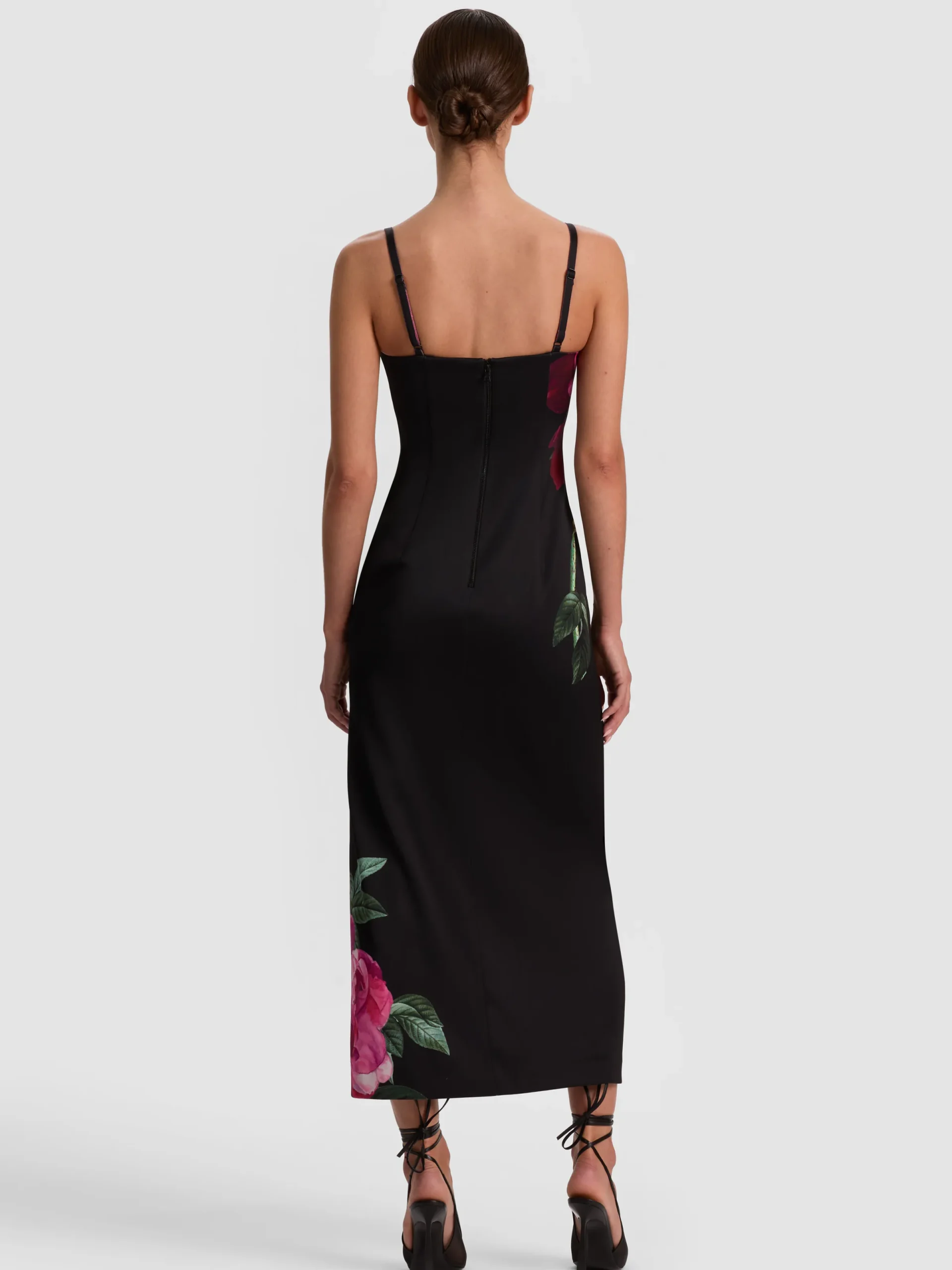 Alice and Olivia MIDI*NINA MIDI DRESS EMPRESS BLOOM BLACK