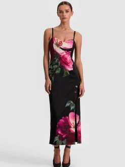 Alice and Olivia MIDI*NINA MIDI DRESS EMPRESS BLOOM BLACK