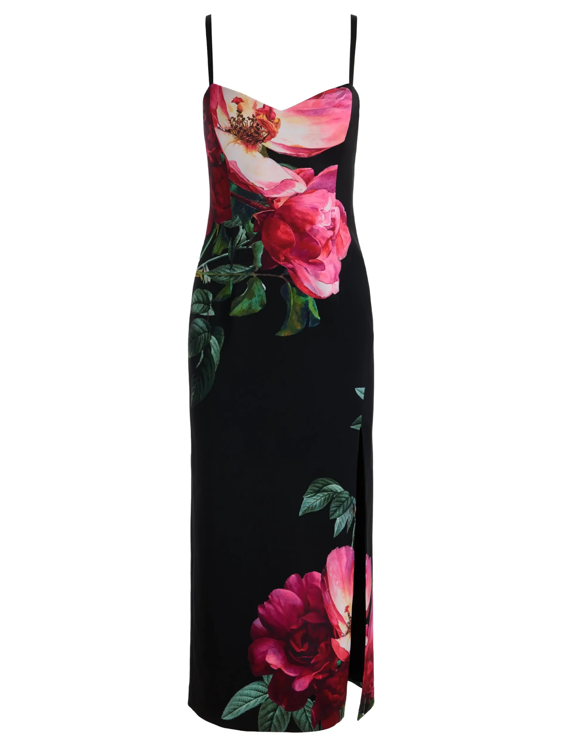 Alice and Olivia MIDI*NINA MIDI DRESS EMPRESS BLOOM BLACK