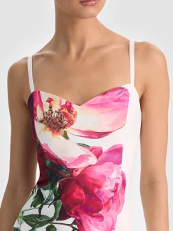 Alice and Olivia MIDI*NINA MIDI DRESS EMPRESS BLOOM OFF WHITE