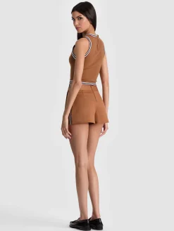 Alice and Olivia MINI*NOAH SKORT WITH SIDE STRIPE TAN