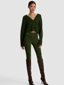 Alice and Olivia LEATHER AND SUEDE*OLIVIA SUEDE LEGGING MIDNIGHT BLUE