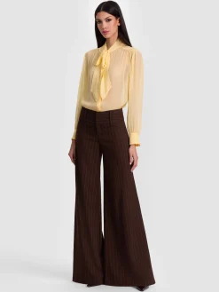 Alice and Olivia WIDE LEG*OLIVIA WIDE LEG PANT DARK CHOCOLATE/PRALINE