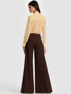 Alice and Olivia WIDE LEG*OLIVIA WIDE LEG PANT DARK CHOCOLATE/PRALINE