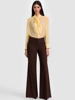 Alice and Olivia WIDE LEG*OLIVIA WIDE LEG PANT DARK CHOCOLATE/PRALINE