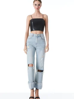 Alice and Olivia CROP TOPS*PEARLE VEGAN BUSTIER BLACK