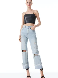 Alice and Olivia CROP TOPS*PEARLE VEGAN BUSTIER BLACK