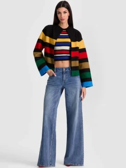 Alice and Olivia CARDIGANS*PEARSON STRIPED SWEATER JACKET