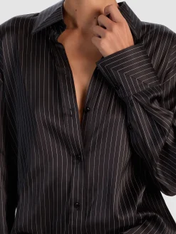 Alice and Olivia BLOUSES*PERFECT BUTTON DOWN BLACK/OFF WHITE