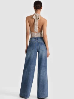 Alice and Olivia BODYSUITS*PIPPA SEQUIN BODYSUIT GREY MINERAL