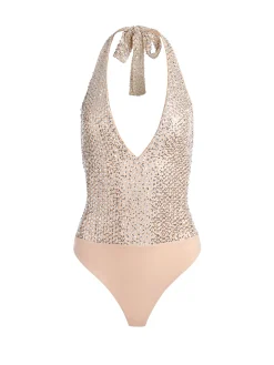 Alice and Olivia BODYSUITS*PIPPA SEQUIN BODYSUIT GREY MINERAL