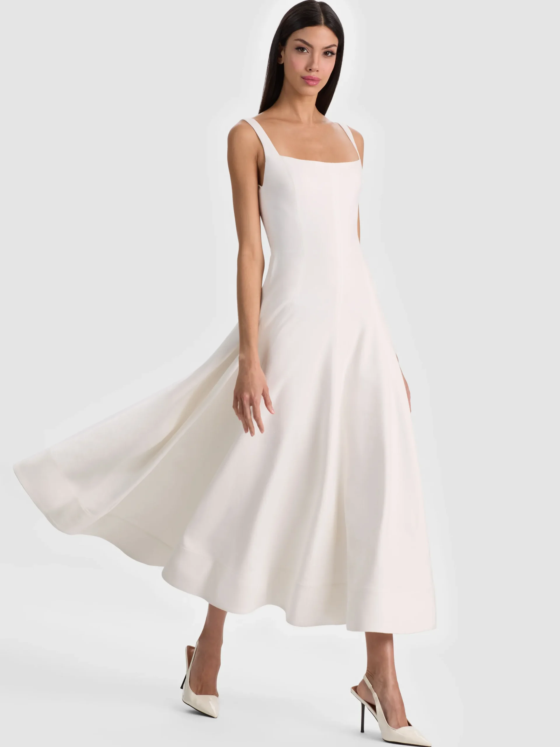 Alice and Olivia MIDI*POLLY FLARED MIDI DRESS ENGLISH ROSE