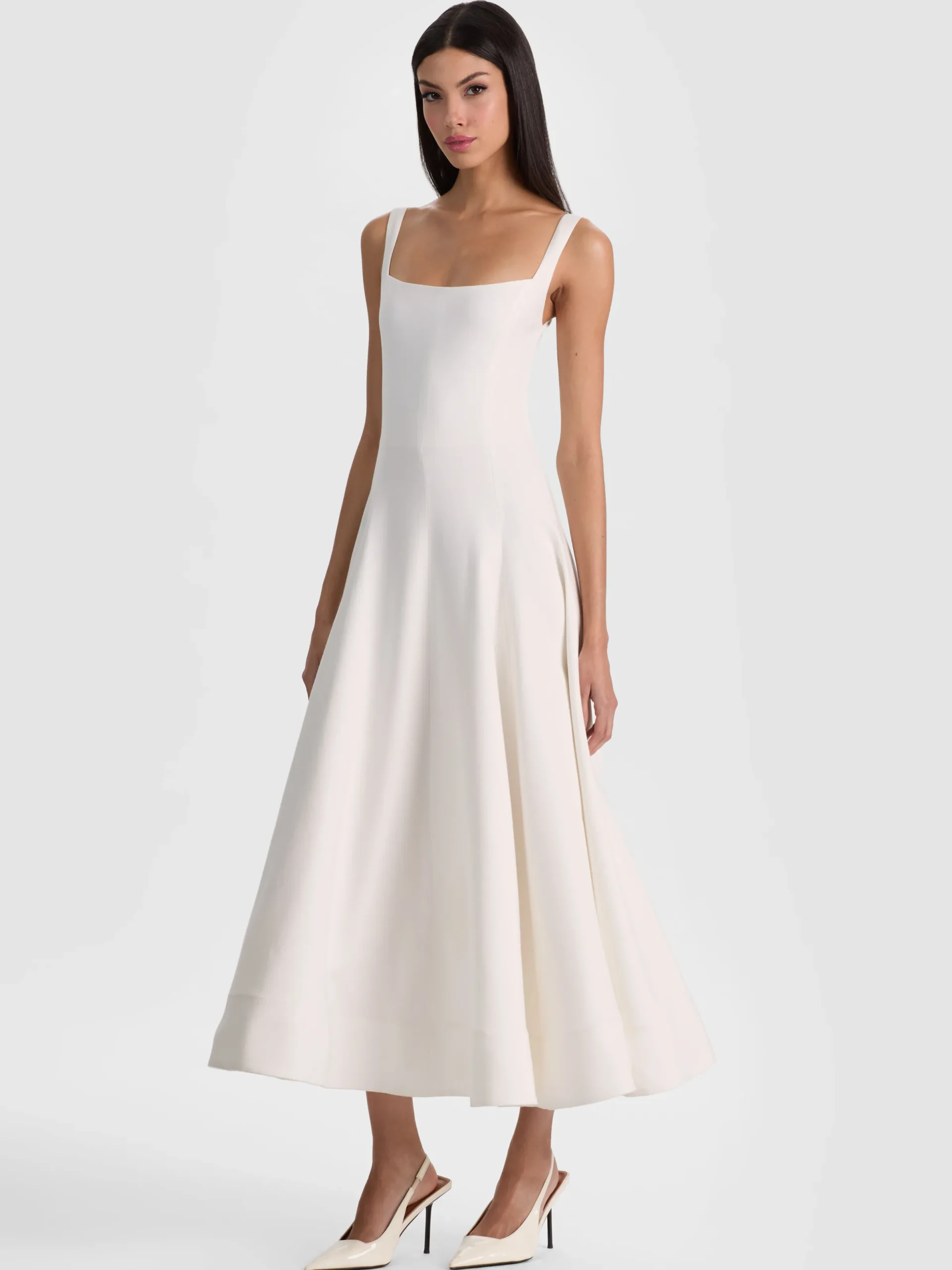 Alice and Olivia MIDI*POLLY FLARED MIDI DRESS ENGLISH ROSE