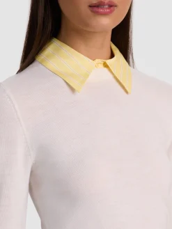 Alice and Olivia PULLOVERS*PORLA COLLARED SWEATER PRALINE/ECRU