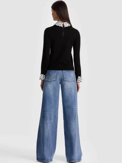 Alice and Olivia PULLOVERS*PORLA STACEFACE COLLARED SWEATER GREY MINERAL