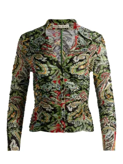 Alice and Olivia CROP TOPS*PORTIA MESH BUTTON DOWN OFF WHITE