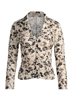 Alice and Olivia CROP TOPS*PORTIA MESH BUTTON DOWN ARDEN FOREST SM