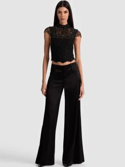 Alice and Olivia CROP TOPS*PRIA EMBELLISHED TOP OFF WHITE