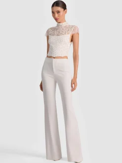 Alice and Olivia CROP TOPS*PRIA EMBELLISHED TOP BLACK