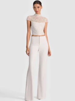 Alice and Olivia CROP TOPS*PRIA EMBELLISHED TOP BLACK