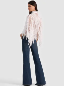 Alice and Olivia BLOUSES*RHEBA LACE TOP BLACK