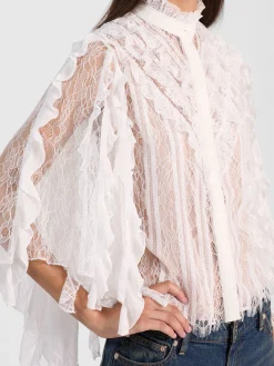 Alice and Olivia BLOUSES*RHEBA LACE TOP BLACK