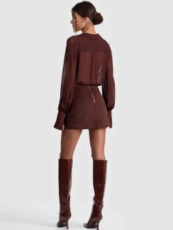 Alice and Olivia MINI*RILEY SUEDE MINI SKIRT OFF WHITE/OATMEAL