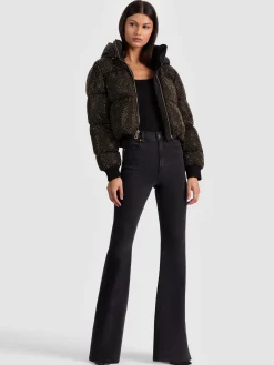 Alice and Olivia ANDREW PANT|JADE MESH BUTTON DOWN*ROBENA EMBELLISHED PUFFER OFF WHITE