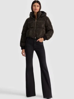 Alice and Olivia ANDREW PANT|JADE MESH BUTTON DOWN*ROBENA EMBELLISHED PUFFER OFF WHITE