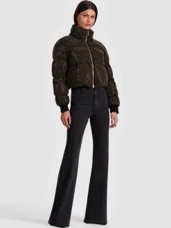 Alice and Olivia ANDREW PANT|JADE MESH BUTTON DOWN*ROBENA EMBELLISHED PUFFER OFF WHITE