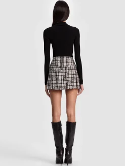 Alice and Olivia CROP TOPS*ROBERTA RIBBED TURTLENECK BLACK