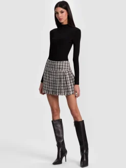 Alice and Olivia CROP TOPS*ROBERTA RIBBED TURTLENECK BLACK