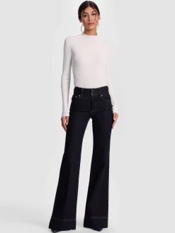 Alice and Olivia CROP TOPS*ROBERTA RIBBED TURTLENECK BUTTER/ECRU
