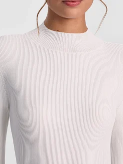 Alice and Olivia CROP TOPS*ROBERTA RIBBED TURTLENECK BUTTER/ECRU