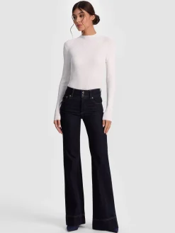 Alice and Olivia CROP TOPS*ROBERTA RIBBED TURTLENECK BUTTER/ECRU