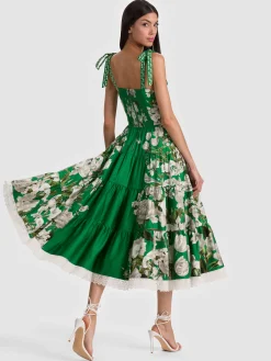 Alice and Olivia MIDI*ROSALEE BUSTIER MIDI DRESS