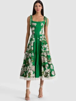 Alice and Olivia MIDI*ROSALEE BUSTIER MIDI DRESS